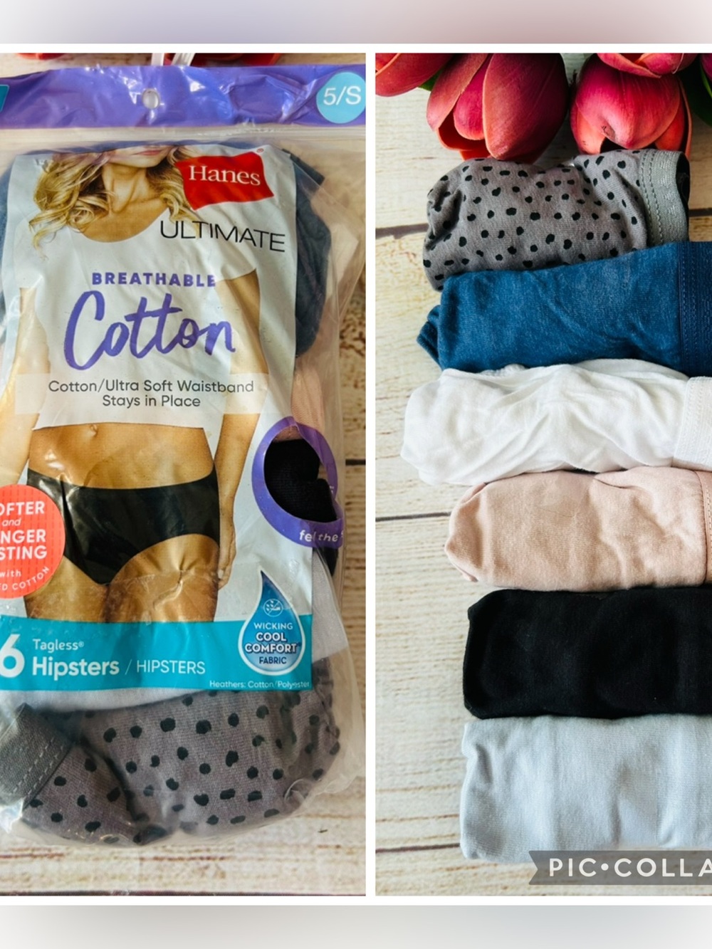Hanes Ultimate Breathable Cotton 6-pack Hipster Underwear Size 5/S New